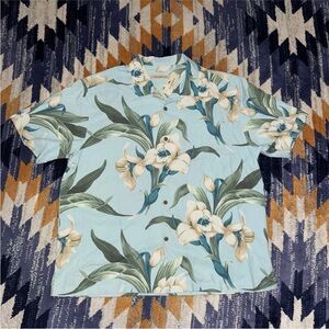 Tommy Bahama Camp Shirt Boca Bouquet Silk Medium